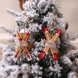 Christmas Decorations Wooden Sleigh Tree Pendant Hanging Ornaments Window Decoration Party Gifts 2023