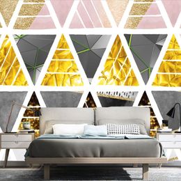 Custom self-adhesive waterproof wallpaper wall painting Nordic abstract geometric light luxury hotel restaurant background wall