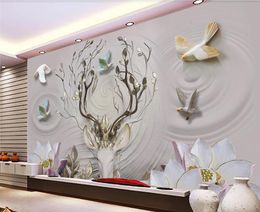 Custom papel de parede 3d wallpaper stickers embossed background mural background wall room painting