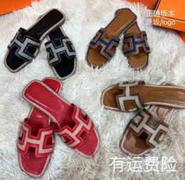 Original Slipper Oran Slides Designer Paris Sandals Hig Version European Station Leater Flat Bottom Beac Fire