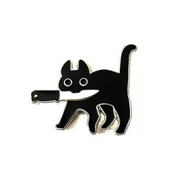 Pins, Brooches Cartoon Creative Black Cat Modelling -Enamel Pin Lapel Badges Brooch Funny Fashion Jewellery Anime Pins