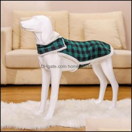 Dog Apparel Christmas Plush Warm Pet Clothes Vest S-Xxxxl Winter Grid Fas Dha3B