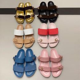 2020 Fashion Designer Slipper Patent Canvas Bom Dia Flat Mule Sandal Men Beach Slides Rubber Soles Summshoe''e''viuton'' ORH 5799