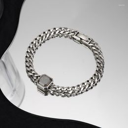 Link Chain S925 Sterling Silver Cuban Thick White Tea Bracelet Hip Hop Style Couple European And American Jewellery Fawn22