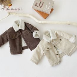 born Girl Boy Corduroy Jacket Infant Toddler Child Coat Autumn Spring Winter Warm Thick Kid Outwear Baby Clothes 03Y 220812