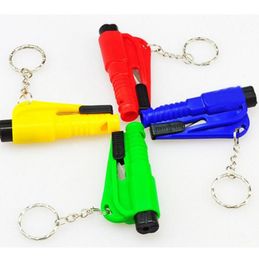 18 Colours Life Saving Hammer Key Chain Rings Portable Self Defence Emergency Rescue Car Accessories Seat Belt Window Break Tools Safety Glass Breaker