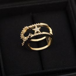 2022 Top quality charm punk band ring with diamond in 18k gold plated for women wedding Jewellery have box stamp PS4196A