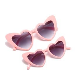 Sonnenbrille rosa Herz Mutter Kinder Mädchen Tochter Eltern-Kind Rot weiße Sonnenbrille Kinder 2 Stück 1 Set