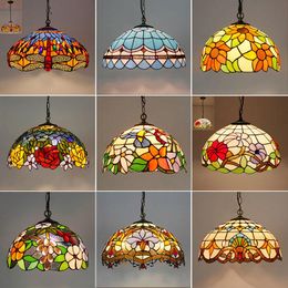 Pendant Lamps Tiffany Stained Glass Chandelier Living Room Dining Interior Lighting Large Ceiling European Style BedroomPendant