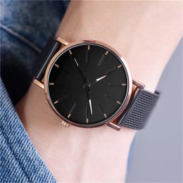 Quartz Watch Simple Harajuku Style Stainless Steel Strap for Men Fashion Casual Business Wristwatch Drop Ship