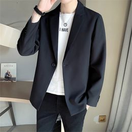 Men Suit Jackets Blazer Coat Slim Fit Smart Casual Spring Thin Fashion Clothing Asian Single Breasted Korean Black Arrival 220812