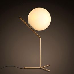brass globe Canada - Modern White Glass Table Lamp Globe Shade LED Brass Desk Lamp Bedside Living Room TA068271w