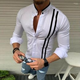 Brand Fashion Luxury Stylish Black White Striped Shirt Mens Casual Dress Shirts Long Sleeve Button Slim Fit Shirts1