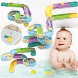 Baby Bath Rainbow Slide Toys Marble Race Shower Pipeline Assembling Track Tracks Balls Set Bathroom Bathtub Kids Play Water Game 220531
