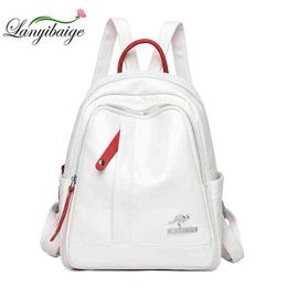 High Quality Solid Color Women Backpack Fashion Mochila Multifunctional Bag Brand Designer Casual Backpacks Travel School Bags J220620