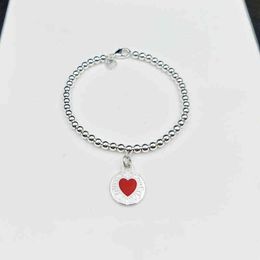 S925 Sterling Silver 4mm Bead Enamel Heart Round Pendant Charm Bracelet Luxury Brand High Quality Women's Jewelry Gift G220510
