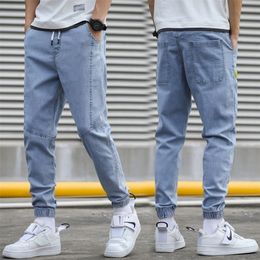 HIQOR Brand Men's Jeans Harem Denim Cargo Pants Streetwear Jogger Hip Hop Cotton Trousers Male Blue Oversized 5XL 4XL 220328