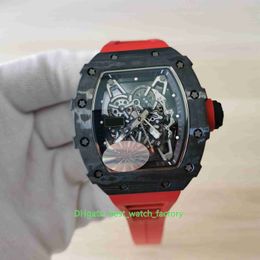 SUPER Factory Top Quality Watches 50mm x 44mm RM35-02 NTPT Carbon Fiber Skeleton Rubber Bands RMAL1 Movement Mechanical Automatic Mens Men's Watch Wristwatches