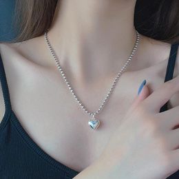 Chains Sterling Thai Silver Love Heart Necklace Women Simple And Wild Retro Short Clavicle Chain ElegantChains