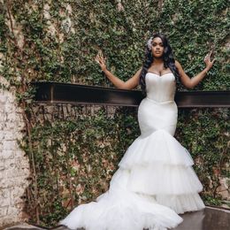 African Wedding Dresses for Women 2022 Bride Tulle Wedding Gowns Sweetheart Layers Train Fashion vestidos de novia