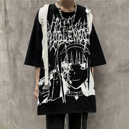 Men's T-Shirts Emo Women Men Gothic Anime T Shirt Hip Hop Top Tees Oversized Streetwear Harajuku T-shirt Short Sleeve Alt Tee Shirts Clothes
