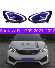 Automobile Styling Headlight For Jazz Fit 2021-2022 GR9 Life LED Auto Headlights Assembly Upgrade GT Design Daytime Running Lights