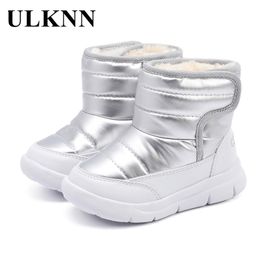 ULKNN Children's Shoes Snow Boots Unisex Winter Boys Thick Plush Shoes Solid Girls Warm Shoes Kids Short Boots Student LJ201201
