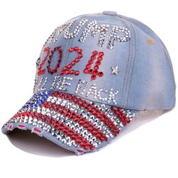 Trump Baseball Cap For Men Women Cotton Snapback Hat Unisex Rhinestone Bling America Hip Hop Caps Gorras Casquette