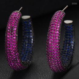 Hoop & Huggie Blachette Luxury Earrings Cubic Zirconia Pave Setting Baguette Stones For Women's Unique Wedding Jewelry Moni22