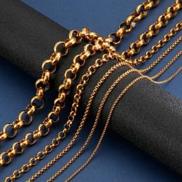 Chains 3-12mm Stainless Steel S Gold Stereoscopic Round Chain Necklace For Men Women Customizes Jewelry WholesaleChains