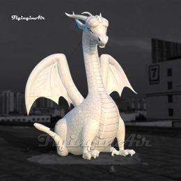 Personalized White Inflatable Dragon Legendary Mysterious Air Blow Up Flying Ice Dragon Balloon For Outdoor Event