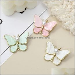 Party Favour Event Supplies Festive Home Garden Korean Version Of High-Grade Pearl Butterfly Brooch Fashion Simple Minority Alloy Pin Lovel