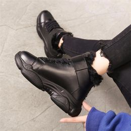 Women Winter Fur Womens Chunky Platform Sneakers Combat Woman White Sneaker Ankle Boots Anfibi Donna Y200115