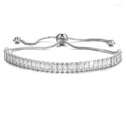 Bettyue Charming White Colour Bracelet With Rectangle Zirconia For Women&Girls Adjustable Ornament In Wedding Party Fancy Gift Link Chain