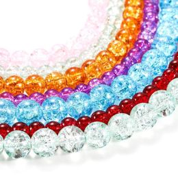 Other Multicolor Cracked Crystal Stone Bead Colorful White Snow Natural Round Loose Beads For Bracelet Pendant Jewelry MakingOther Edwi22