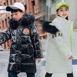 -30 Grade Children Down Jacket 2021 Winter Parka For Girls Real Fur Collar Boys Long Jacket Skisuit Thicker kids Snowsuit 5-12Y J220718