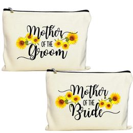 Party Decoration Sunflower Mother Of The Bride Groom Makeup Cosmetic Bag Bridal Shower Wedding Engagement Bachelorette Hen Gift