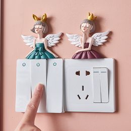Creative Wall Stickers Cartoon Girl Switch Stickers Ins Style Home Decoration Accessories Modern Pink Girl Room Wall Decor Gift