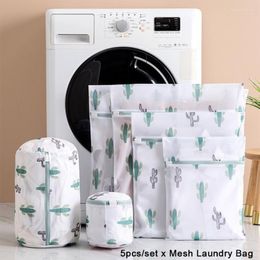 5pcs/set For Washing Machine Home Travel Multiple Size Reusable Easy Clean Underwear Socks Bathroom Mesh Laundry Bag Cute Print Bags
