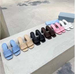 2022 Designer Sandals Quilted Nappa Sandal Soft Suede Leather Slippers Triangle Logo Slipper Casual High Heels Size EUR35-42