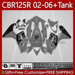 Body +Tank cover For HONDA CBR-125R 125CC CBR125RR CBR 125 R CC 02-06 Bodywork 124No.24 Silvery grey CBR-125 CBR125R 02 03 04 05 06 CBR 125R 2002 2003 2004 2005 2006 Fairing