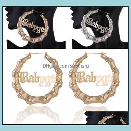 Hoop Hie Earrings Jewellery Queen Babygirl Word Name Joint Bamboo Gold Ear Rings Hoops Mti Styles Drop Delivery 2021 V2Ykh