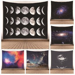 Sky Woods Forest Scenery Tapestry Wall Hanging Moon Universe Curtain Decor Starry Sky Table Cloth Bed Cover Beach Blanket T200601