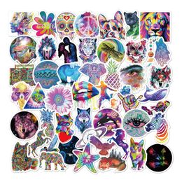 50Pcs/Lot Bright and dazzle Colourful psychedelic art stickers graffiti Stickers for .DIY Luggage Laptop Skateboard Motorcycle Bicycle Sticker
