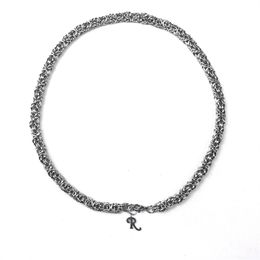 RAF Handmade Chain R Letter Silver Titanium Steel Necklace Bracelet Tide Brand Men And Women Fashion Hip-Hop All-Match Jewellery