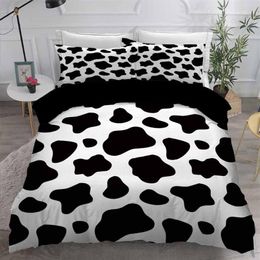 -2 3 штуки коровьи постельные принадлежности для животных 3D -печать одеяла набор черная белая кровать -одеяло крышка стеганого одеяла Twin Queen King Setno Sheets214t