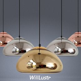 Modern Mouth Blown Glass Pendant Lamp Creative Plated Rose Gold Silver Suspension Light Hotel Restaurant Cafe Counter Lighting