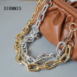 Fashion Woman Bag Accessory Detachable Parts Replacement Chain Solid Gold Silver Acrylic Strap Women Shoulder Handle Chain 220610