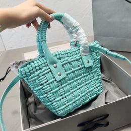 Crossbody Basket Bags Shoulder Bistro Smill Women Handbag Purse Knit Lady Artificial cow leather High quality Removable straps