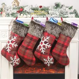 Christmas Santa Claus Gift Socks Plush Christmas Stocking With Hanging Rope For Xmas Tree Ornament Christmas Decorations FY5387